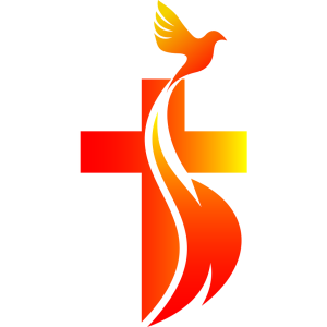 image of a dove flying over a cross